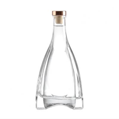 Sale 375ml 500ml 750ml Transparent Round Empty Flint Glass Liquor Wine Whisky Vodka Tequila Bottle With Cork Lid