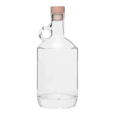Custom 750 ml Clear Whisky Vodka Spirit Glass Bottle for Liquor with Cork Stopper