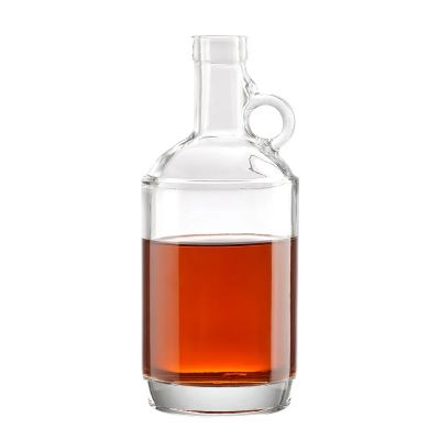 Inventory 500ml 750ml transparent round whisky brandy vodka glass bottle with a hand stopper