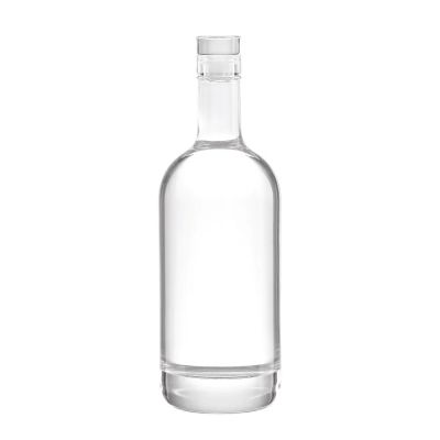 High quality super flint round 750ml whisky tequila vodka OEM cork top glass bottle