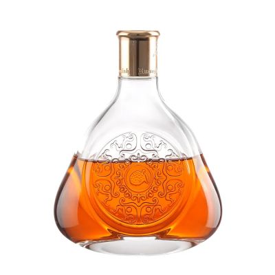 Customized 500ml 750ml printing embossed extra flint spirits liquor vodka brandy whisky tequila glass wine bottles
