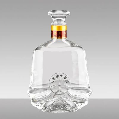 200ml 375ml 500ml 750ml 1000ml Transparent Round Empty Flint Glass Liquor Wine Whisky Vodka Tequila Bottle With Customizable