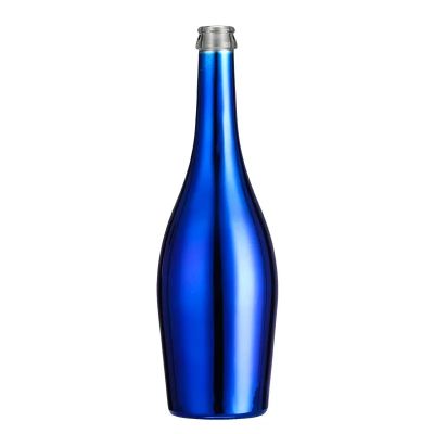 China Professional Manufacture 750ml Antique Blue Champagne Glass Bottle Sparkling Green Wine Bottle