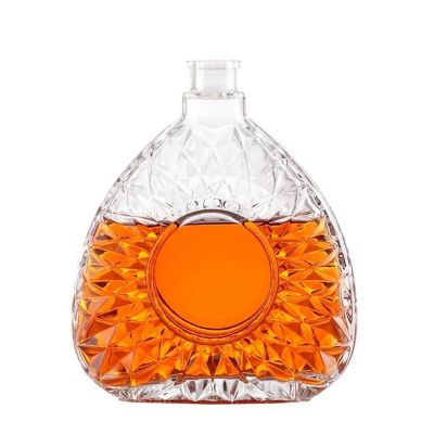 Exquisite transparent empty 100ml 500ml 700ml 750ml whiskey rum brandy XO spirit glass bottle with spiral cork