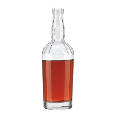 China Factory Custom Clear Glass Bottle Fashionable Style Alcoholic Bottle for Vodka Brandy Whiskey