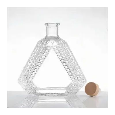 1000ml New Design Glass Bottle Handmade Glass Whiskey Wine Vodka high flint glass bottle with custom Logo