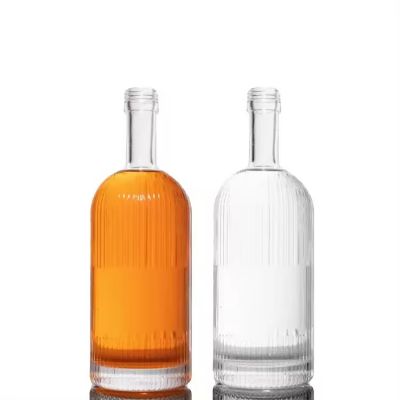 Gin Whiskey Vodka Spirit Liquor Rum Glass Bottle Clear Super Flint Custom 500ml 750ml Liquor Rum Glass Bottle with Cork