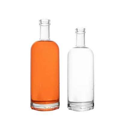 Custom 500ml 750ml Glass Bottle Round Flint Glass Liquor Wine Bottle Gin Whisky Vodka Tequila Glass Bottle