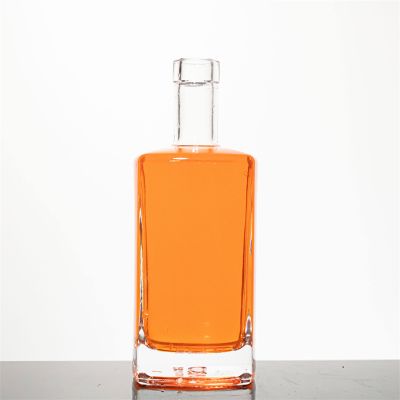 Empty Shaped Tequila Vodka Whisky Brandy Glass Bottle with Lid Wholesale High Quality 500ml Beverage Square Clear Cork Decal