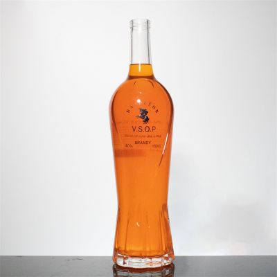 Top Grade 700ml 750ml 1000ml Gin Whiskey Vodka Gin Rum Brandy Glass Bottle Design Logo