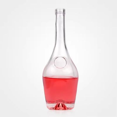 Luxury Hot Stamping Customized Transparent Empty Round Shape Clear 700ml Whisky Vodka Water Glass Bottle