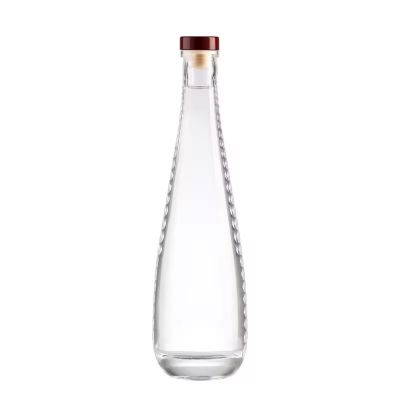 Factory custom 500ml clear round shape glass bottle with cork