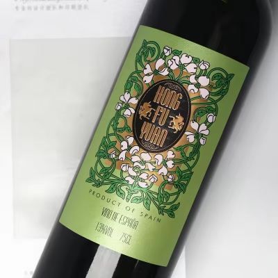 actory wholesale roll logo printed textured paper red wine label sticker for glass bottle