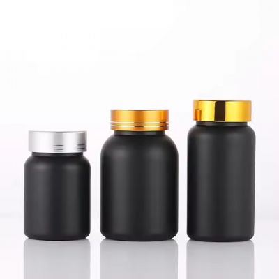 100ml matte black round empty Capsule glass bottle pharmaceutical packaging jars pill containers