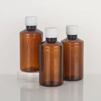 Wholesale medicine packing bottle PET plastic liquid bottles vitamin bottle with anti-theft cover