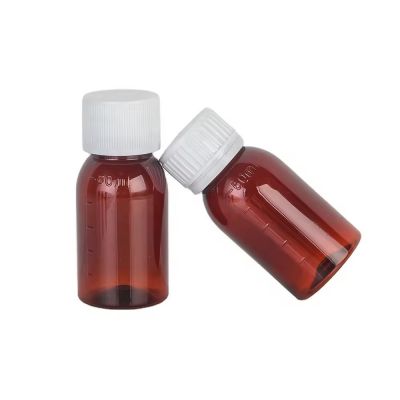 Hot Selling Private Label PET Amber Cough Syrup Bottle Food Grade Jar Plastic Medical Bottle