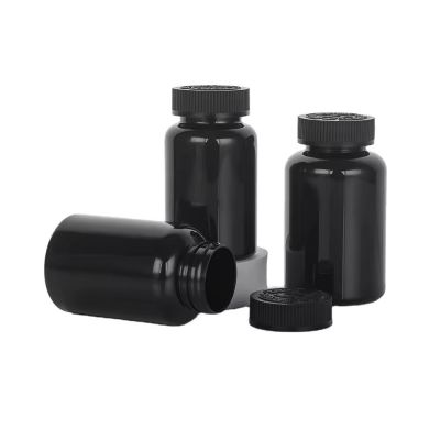 High Quality 150ml Black Plastic Pill Bottles Hdpe Pharmaceutical Capsule Containers Medicine Vitamin Jars With Tear Off Lids