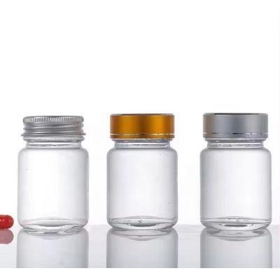 40ml mini clear matte glass Container for capsule health care power Transparent glass Powder Jar with screw lid bulk sale