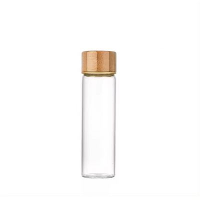 30ml 50ml 100ml high borosilicate clear glass vial for coffee medicine with screw bamboo lid lab testing glass tube bulk sale