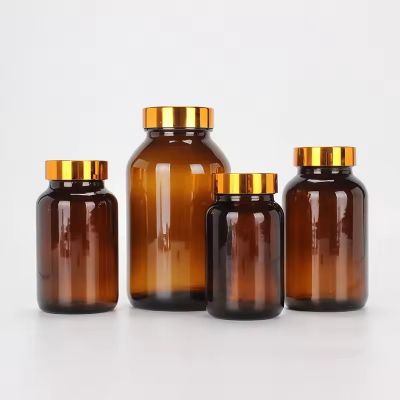 60 ml/75ml/100ml/120ml/150ml/200ml/250ml/300ml Amber Glass Pill Vitamin capsule Bottle Glass Medicine Bottles