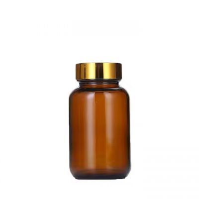 Wide Mouth Amber Medicine Bottle Medical Glass Container Sealed Glass Packaging Pill Glass Bottle bulk sale