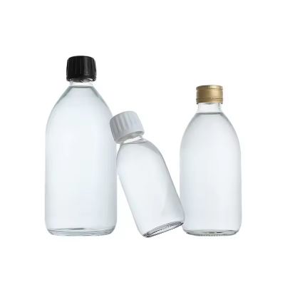 Cheaper 125ML 150ML 200ML 250ML 300ML 500ML clear glass medicine liquid glass syrup bottle with white plastic tamperproof cap