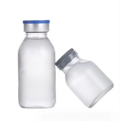 Wholesale medical use 50ml 100ml 250ml 500ml round glass packaging bottle for injection serum Reagent bottles with rubber lid