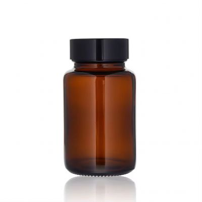 60ml~500ml Pharmaceutical Amber Capsule Glass Packaging Medicine Tablets Pill Bottles With Chromed Cap