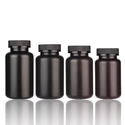 100ml 120ml matte black PET pill bottle with black lid 50cc 80cc 100cc 120cc 250cc 200cc matte black plastic capsule bottles