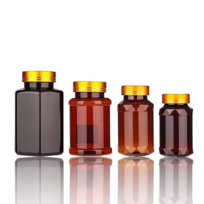 Wholesale Amber Clear Pill Bottle Plastic Empty Pill Bottles with Caps for Liquid Solid Powder Medicine Bottles