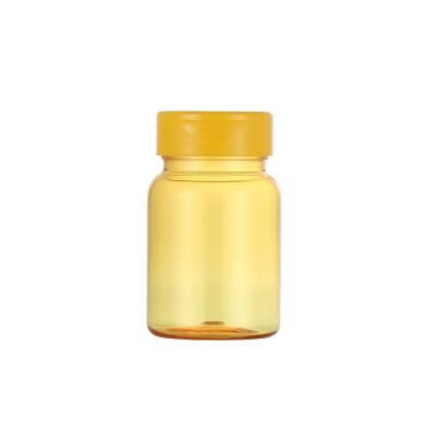 CUSTOM Transparent Yellow Acrylic Bottle Safety Cap Health Medicine Powder Tablet Travel Plastic Bottles Factory Supplier