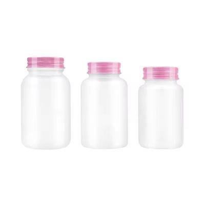 100ml 120ml 150ml factory direct sale frosting pills container capsule packaging glass bottle with pink screw lid