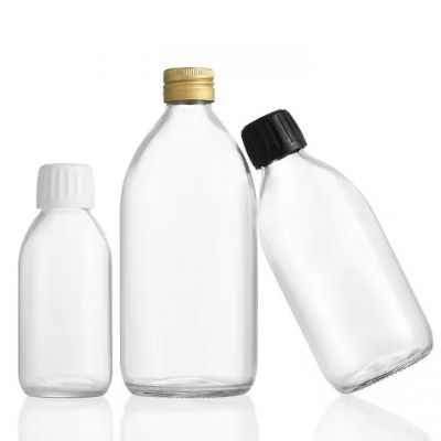 Direct selling 30ml60ml100ml125ml150ml200ml250ml300ml500ml transparent glass oral liquid bottle