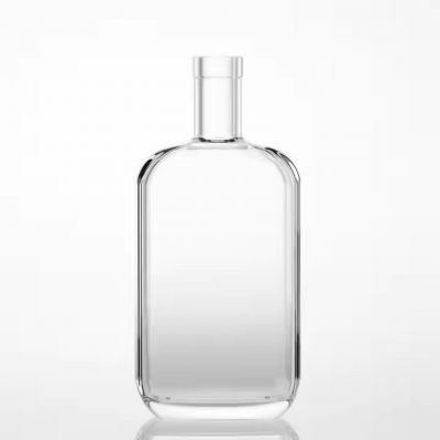 750ml Square Shape Flat Shoulder Glass Liquor Bottle Rum Gin Flask Glass Bottle With Long Neck Cork Stopper