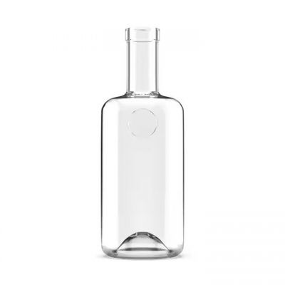 Wholesales clear Customizable geometry 700ml Super flint Rum vodka Whiskey Liquor glass bottles with cork