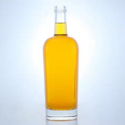 High Quality Imported Clear Round Shape 350ml 500ml 750ml Liquor Glass Bottle With Cap