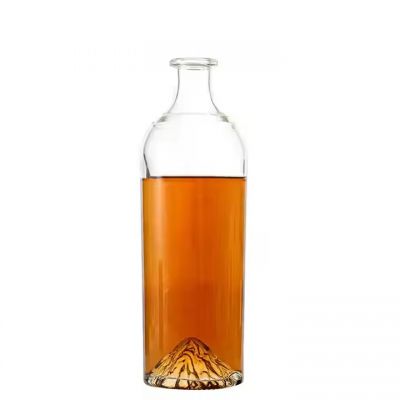 Transparent Round Vodka Brandy Whisky Rum Tequila Spirits Wine Glass Bottle with Cork