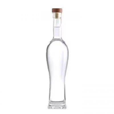 wholesale Clear Empty Round Glass 375ml 500ml 750ml aspect liquor bottles verre whisky rum Brandy bottle with cork