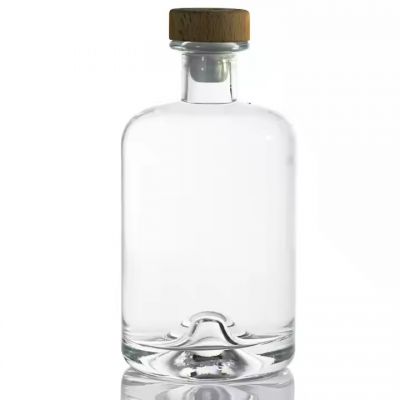 Customized 100ml 200ml 375ml 500ml 700ml 750ml 1000ml Gin Hot Sale Shape Transparent Round Whiskey Bottle Vodka Glass Bottle