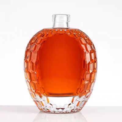 500 ml Honeycomb shape design transparent delicate glass bottles for honey bottles and rum bottles