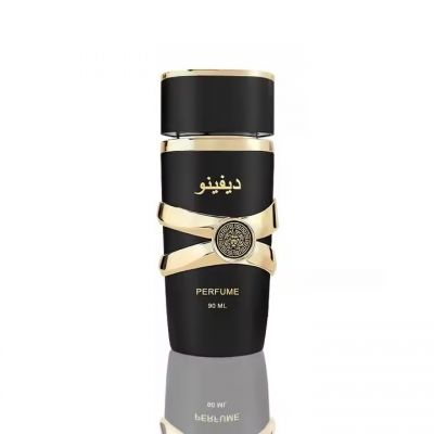 Best Selling Special Design Perfume Bottle 90Ml Black Perfume Bottle Gold Spray Wholesale Perfume With Lid
