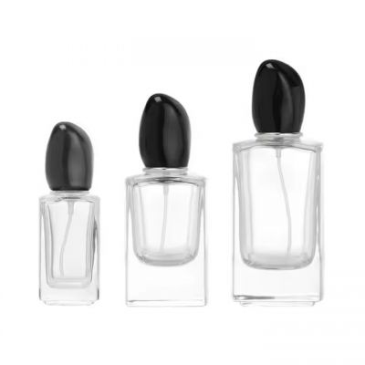 Thick Bottom High Quality 25ml 50ml 100ml Square Shape Empty Glass Perfume Bottle Spray Bottles With Black Lids
