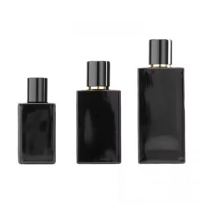 Luxury Wholesale Unique Vintage Empty Black 30ml 50ml 100ml Square Shape Spray Glass Packaging Perfume Bottles