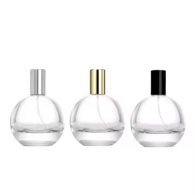 Custom Round Ball Shape Empty Clear Fragrance Glass Perfume Bottle 75ml Perfume Glass Spray Bottles With Caps
