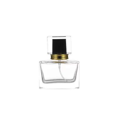 30ml Unique Empty Rectangle Shape Thick Bottom Luxury Perfume Bottles Glass Spray Perfume Atomizer With Acrylic Lid
