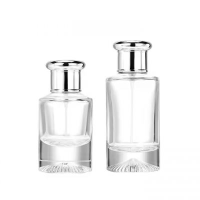 30ml 50ml Round Cylinder Shape Perfume Bottles Thick Bottom Empty Glass Fragrance Spray Bottle With Silver Cap