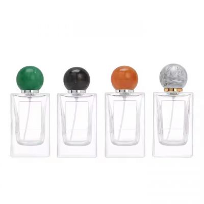 Square Glass Perfume Bottle With Spray Ball Cap Empty 100ml Rectangle Clear Perfume Bottle for Gift and Date