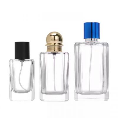 Custom Luxury Glass Perfume Bottles 30ml 50ml 100ml Empty Rectangular Flat Square Shape Spray Bottle for Perfume