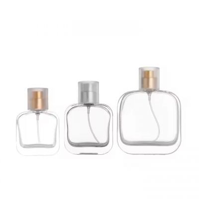 High Quality Flat Square Glass Perfume Bottle 30ml 50ml 100ml Empty Crimp Spray Pump Perfume Bottles With Caps