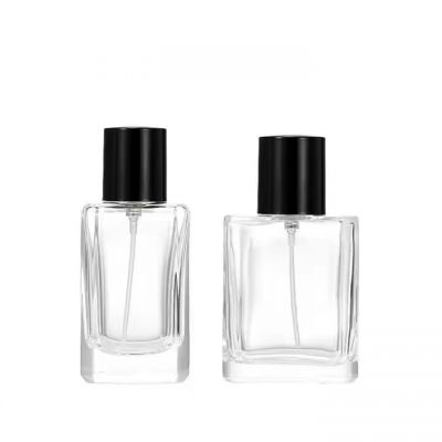 High Quality Thick Bottom Flat Square Shape Crimp Spray Pump Cap Perfume Bottle 30ml 50ml Empty Glass Perfume Packaging Bottle